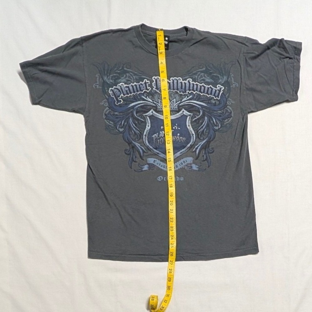 Planet Hollywood Orlando T-Shirt Mens Medium Gray Y2K Crest Graphic Alstyle 1998 - Picture 5 of 10